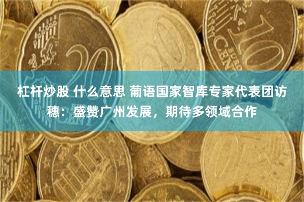 杠杆炒股 什么意思 葡语国家智库专家代表团访穗：盛赞广州发展，期待多领域合作