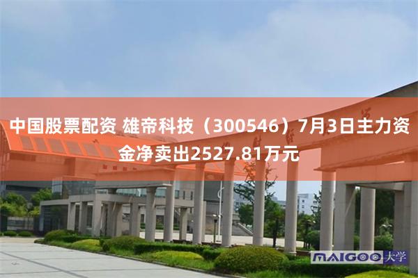 中国股票配资 雄帝科技（300546）7月3日主力资金净卖出2527.81万元