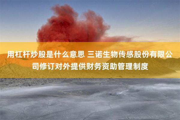 用杠杆炒股是什么意思 三诺生物传感股份有限公司修订对外提供财务资助管理制度