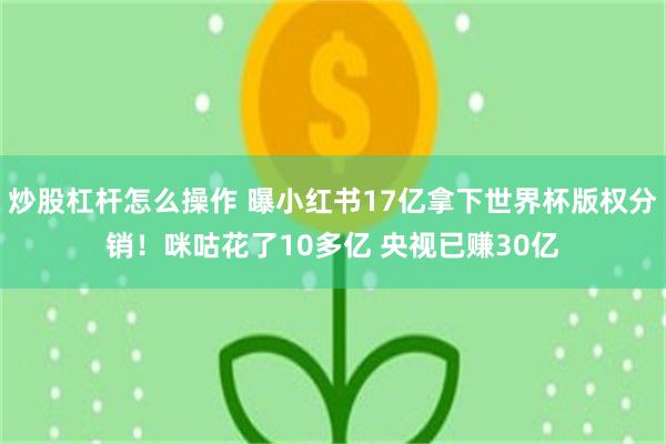 炒股杠杆怎么操作 曝小红书17亿拿下世界杯版权分销！咪咕花了10多亿 央视已赚30亿
