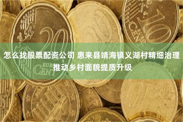 怎么找股票配资公司 惠来县靖海镇义湖村精细治理 推动乡村面貌提质升级