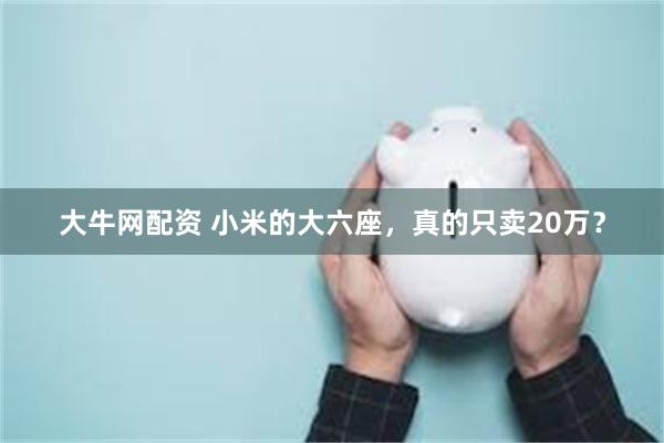 大牛网配资 小米的大六座，真的只卖20万？