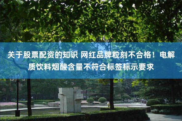 关于股票配资的知识 网红品牌粒刻不合格！电解质饮料烟酸含量不符合标签标示要求