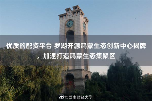 优质的配资平台 罗湖开源鸿蒙生态创新中心揭牌，加速打造鸿蒙生态集聚区