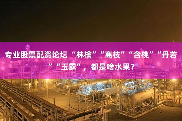专业股票配资论坛 “林檎”“离枝”“含桃”“丹若”“玉露”，都是啥水果？