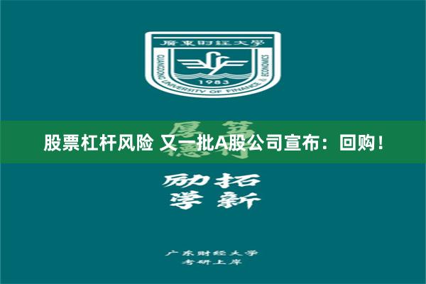 股票杠杆风险 又一批A股公司宣布：回购！