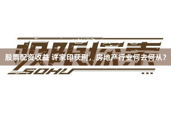 股票配资收益 许家印获刑，房地产行业何去何从？