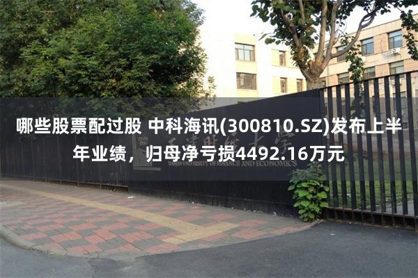 哪些股票配过股 中科海讯(300810.SZ)发布上半年业绩，归母净亏损4492.16万元