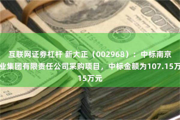 互联网证劵杠杆 新大正（002968）：中标南京报业集团有限责任公司采购项目，中标金额为107.15万元