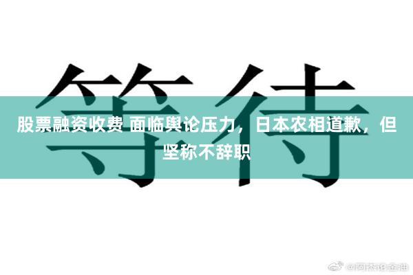 股票融资收费 面临舆论压力，日本农相道歉，但坚称不辞职